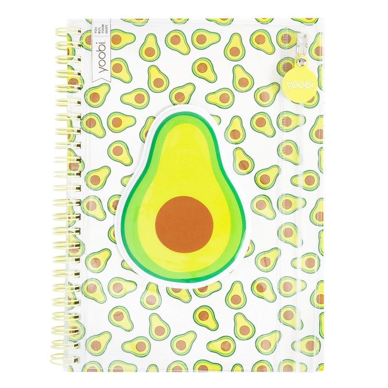 Yoobi College-Ruled Spiral Notebooks with Pencil Zipper Pouches | Fun Green Avacado Print | Cute Rainbow Glitter | 2-Pack | 60 Sheets, Multicolor - Image 5
